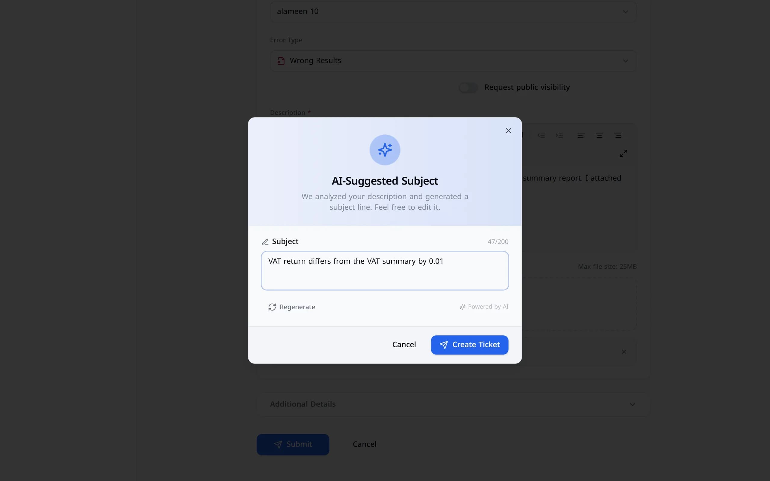 Naming the ticket before it is created.